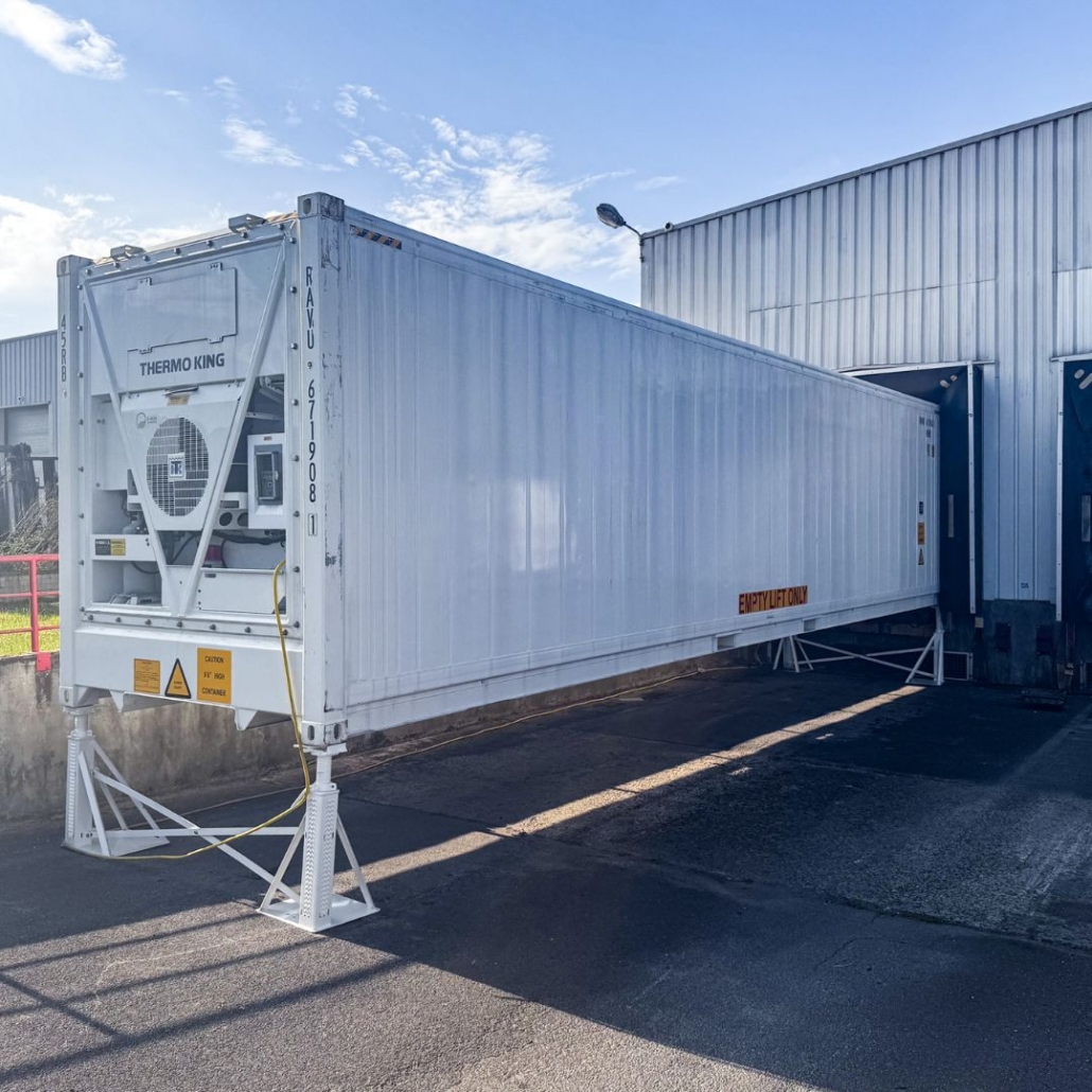 container-frigorifique-paris container reefer 40 pieds sur chandelle